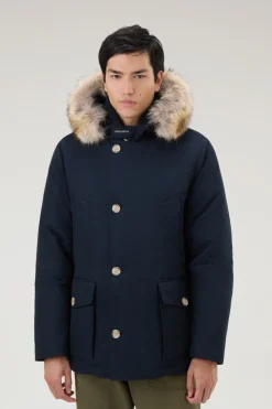 Parka>Woolrich Arctic Anorak In Ramar Cloth Con Pelliccia Removibile Melton Blue