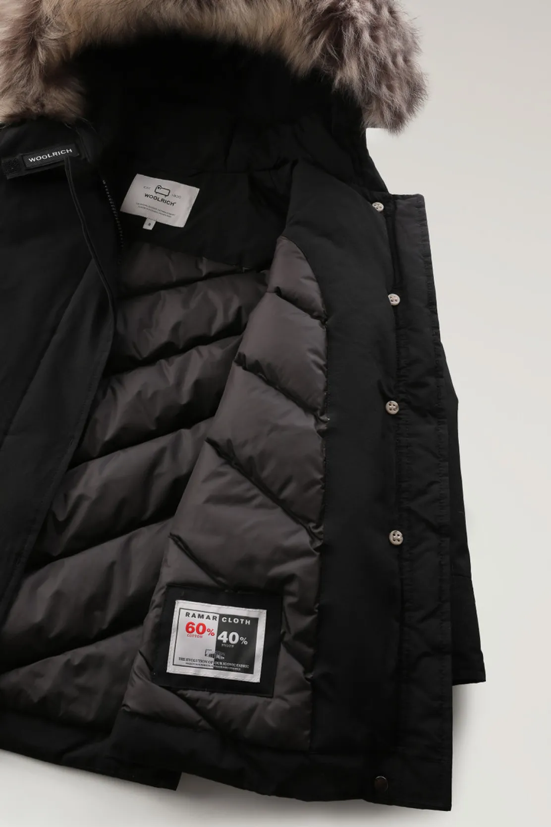 Parka>Woolrich Arctic Parka Da Bambina Con Pelliccia Removibile Black