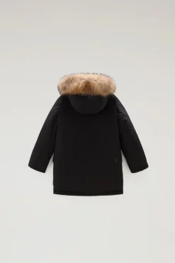 Parka>Woolrich Arctic Parka In Ramar Cloth Da Bambino Con Pelliccia Removibile Black