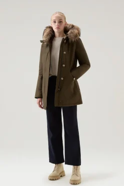Parka>Woolrich Arctic Parka In Ramar Cloth Con Pelliccia Removibile Dark Green