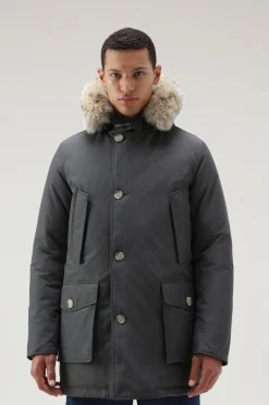 Parka>Woolrich Arctic Parka In Ramar Cloth Con Pelliccia Removibile Grey Shadow