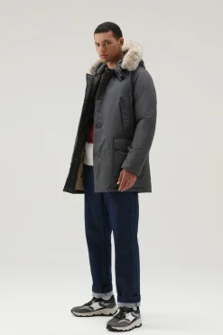 Parka>Woolrich Arctic Parka In Ramar Cloth Con Pelliccia Removibile Grey Shadow