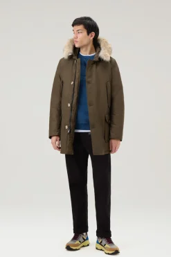 Parka>Woolrich Arctic Parka In Ramar Cloth Con Pelliccia Removibile Dark Green