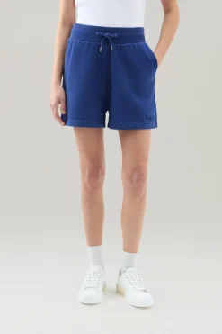 Pantaloni e pantaloncini>Woolrich Bermuda Sportivi In Puro Cotone Felpato Con Coulisse Twilight Blue