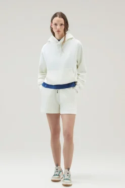 Pantaloni e pantaloncini>Woolrich Bermuda Sportivi In Puro Cotone Felpato Con Coulisse Plaster White