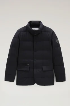 Impermeabili|Giacche>Woolrich Blazer Luxe In Lana Vitale Barberis Canonico Melton Blue