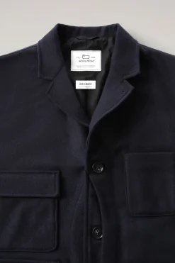 Giacche>Woolrich Blazer Upland In Lana Riciclata Melton Blue