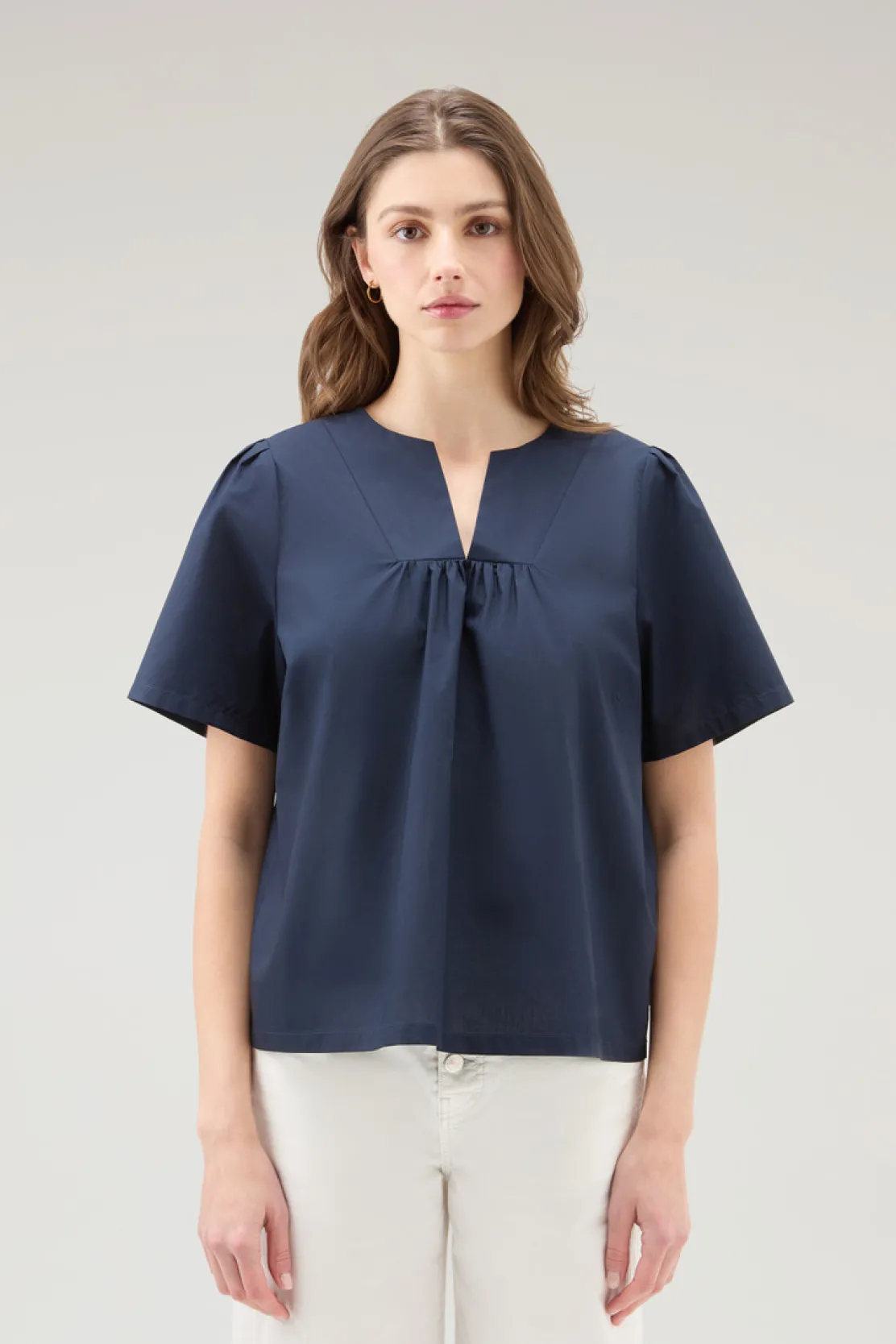 Camicie e giacche a camicia>Woolrich Blusa In Popeline Di Puro Cotone Melton Blue