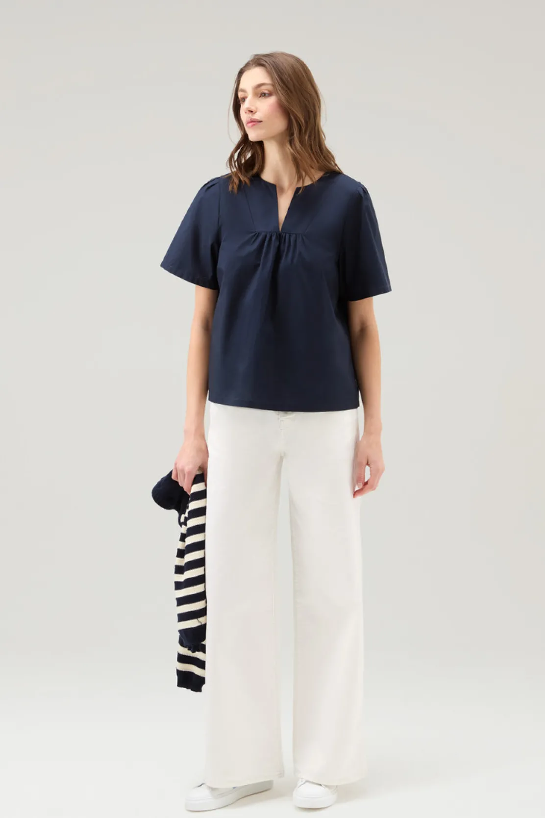 Camicie e giacche a camicia>Woolrich Blusa In Popeline Di Puro Cotone Melton Blue