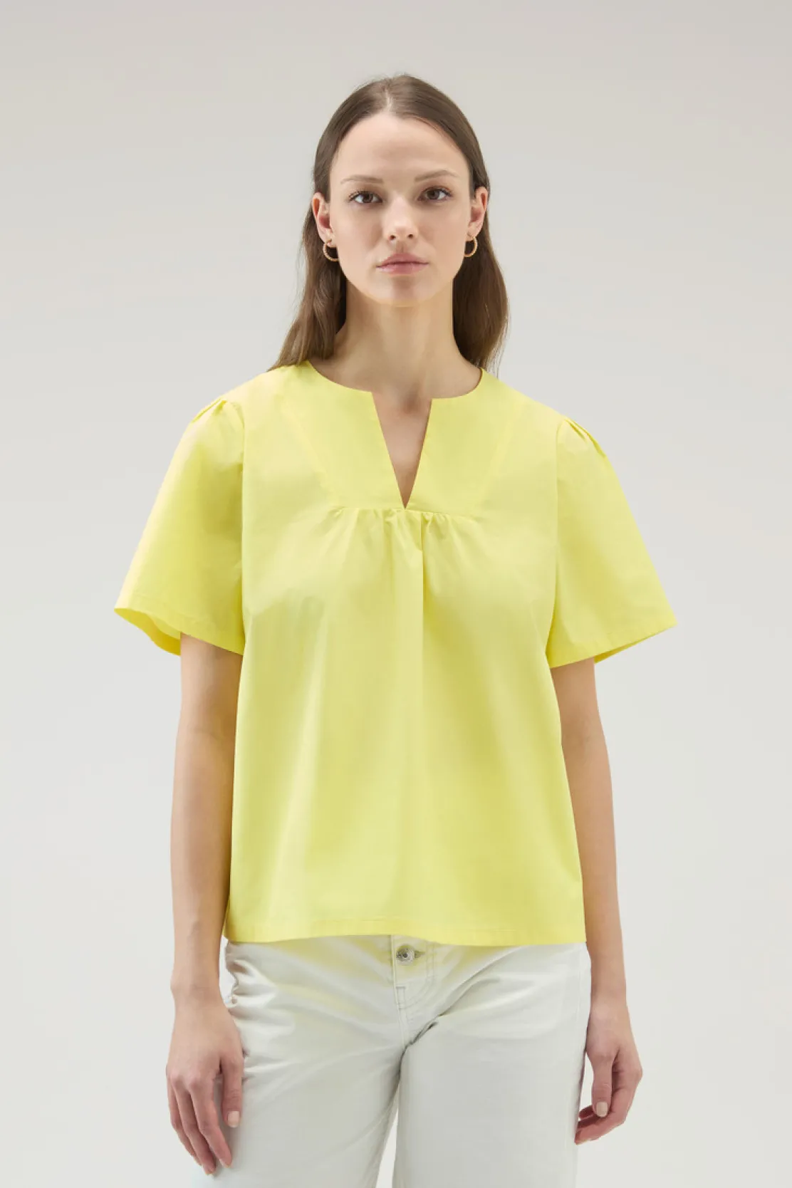 Camicie e giacche a camicia>Woolrich Blusa In Popeline Di Puro Cotone Sunny Lemon