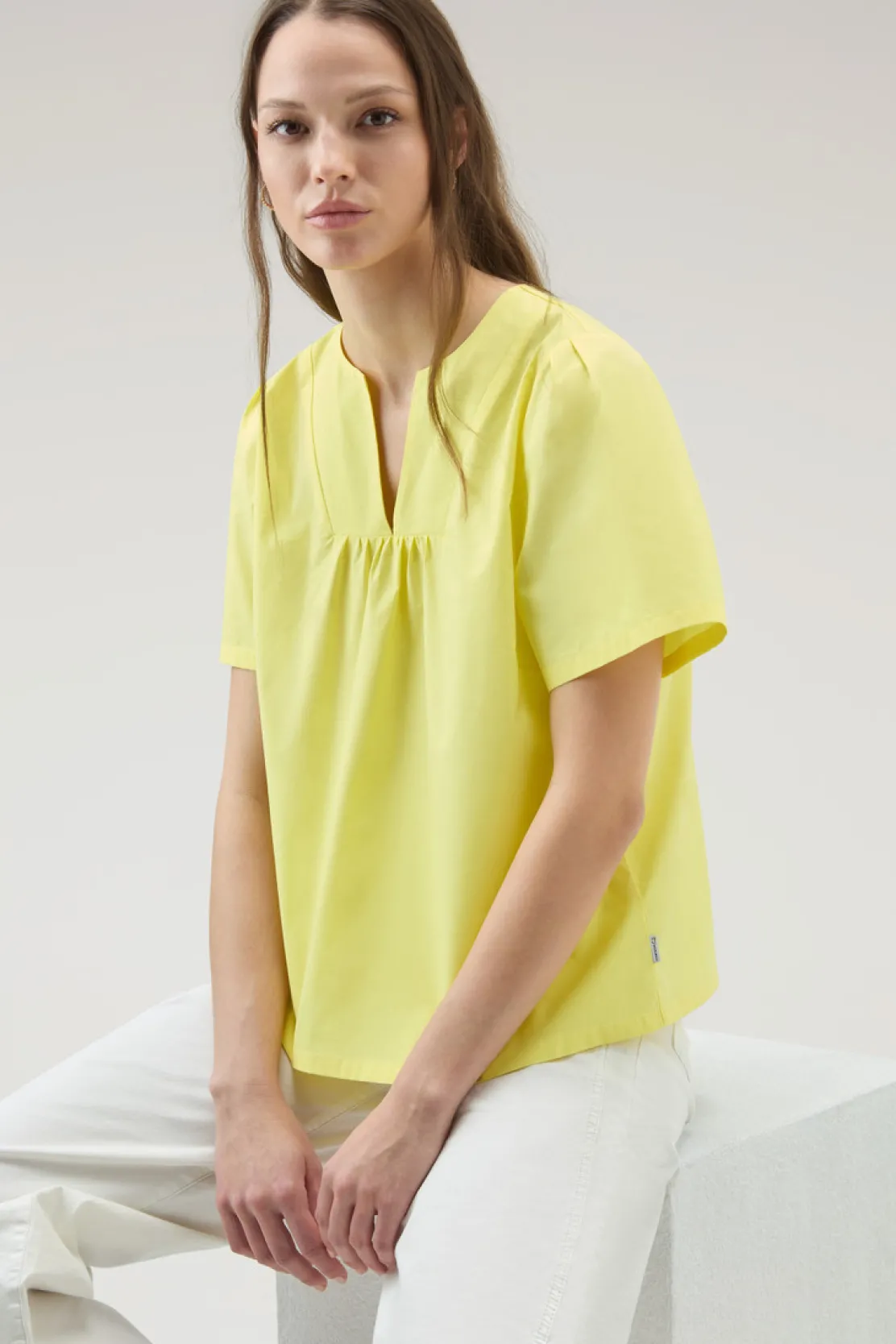 Camicie e giacche a camicia>Woolrich Blusa In Popeline Di Puro Cotone Sunny Lemon
