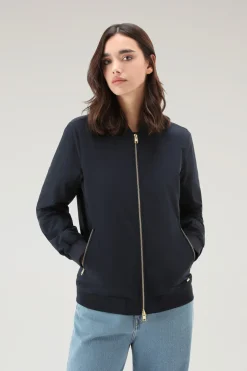 Bomber>Woolrich Bomber Charlotte In Urban Touch Melton Blue