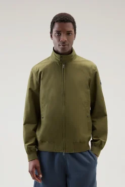 Bomber>Woolrich Bomber Cruiser In Ramar Cloth Con Collo Alto Lake Olive
