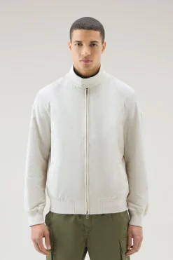 Bomber>Woolrich Bomber Cruiser In Ramar Cloth Con Collo Alto Stone