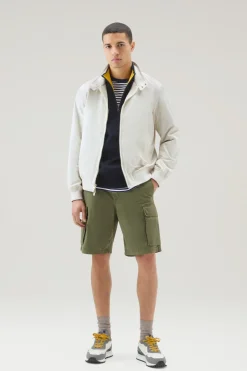 Bomber>Woolrich Bomber Cruiser In Ramar Cloth Con Collo Alto Stone