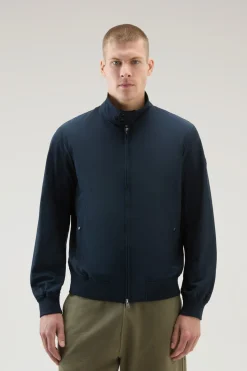 Bomber>Woolrich Bomber Cruiser In Ramar Cloth Con Collo Alto Melton Blue