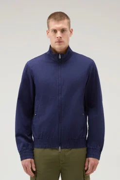 Bomber>Woolrich Bomber In Misto Cotone E Lino Maritime Blue
