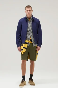 Bomber>Woolrich Bomber In Misto Cotone E Lino Maritime Blue