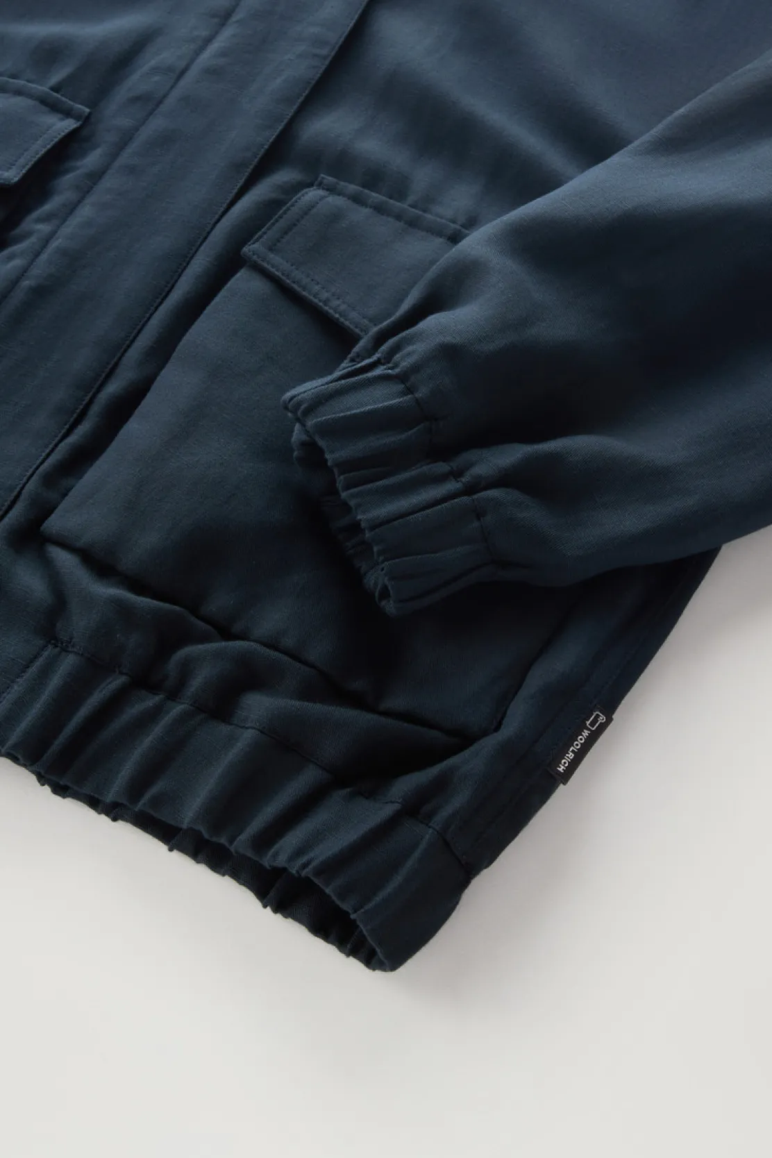 Bomber>Woolrich Bomber In Misto Lino Melton Blue