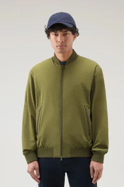 Bomber>Woolrich Bomber In Nylon Elasticizzato Con Finitura Opaca Lake Olive