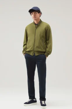 Bomber>Woolrich Bomber In Nylon Elasticizzato Con Finitura Opaca Lake Olive
