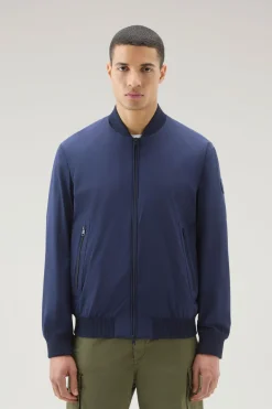 Bomber>Woolrich Bomber In Nylon Elasticizzato Con Finitura Opaca Maritime Blue