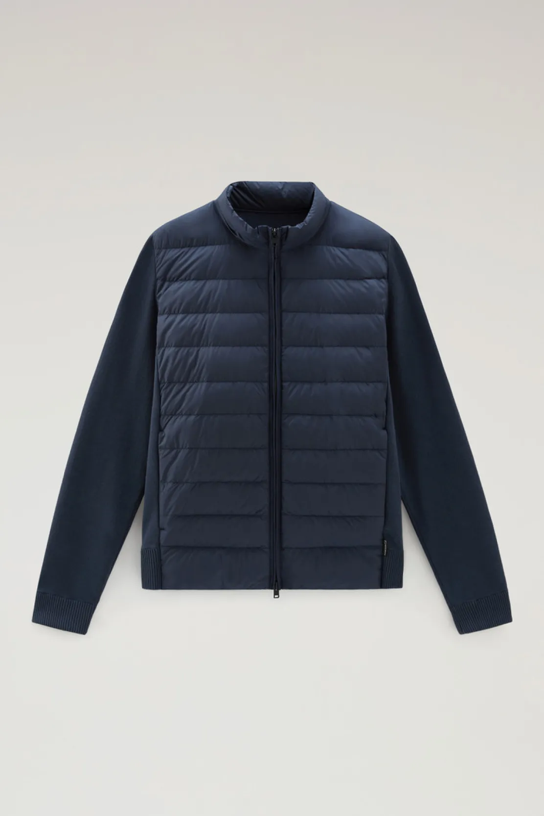 Bomber>Woolrich Bomber Sundance Ibrido In Microfibra E Maglia Di Cotone Melton Blue