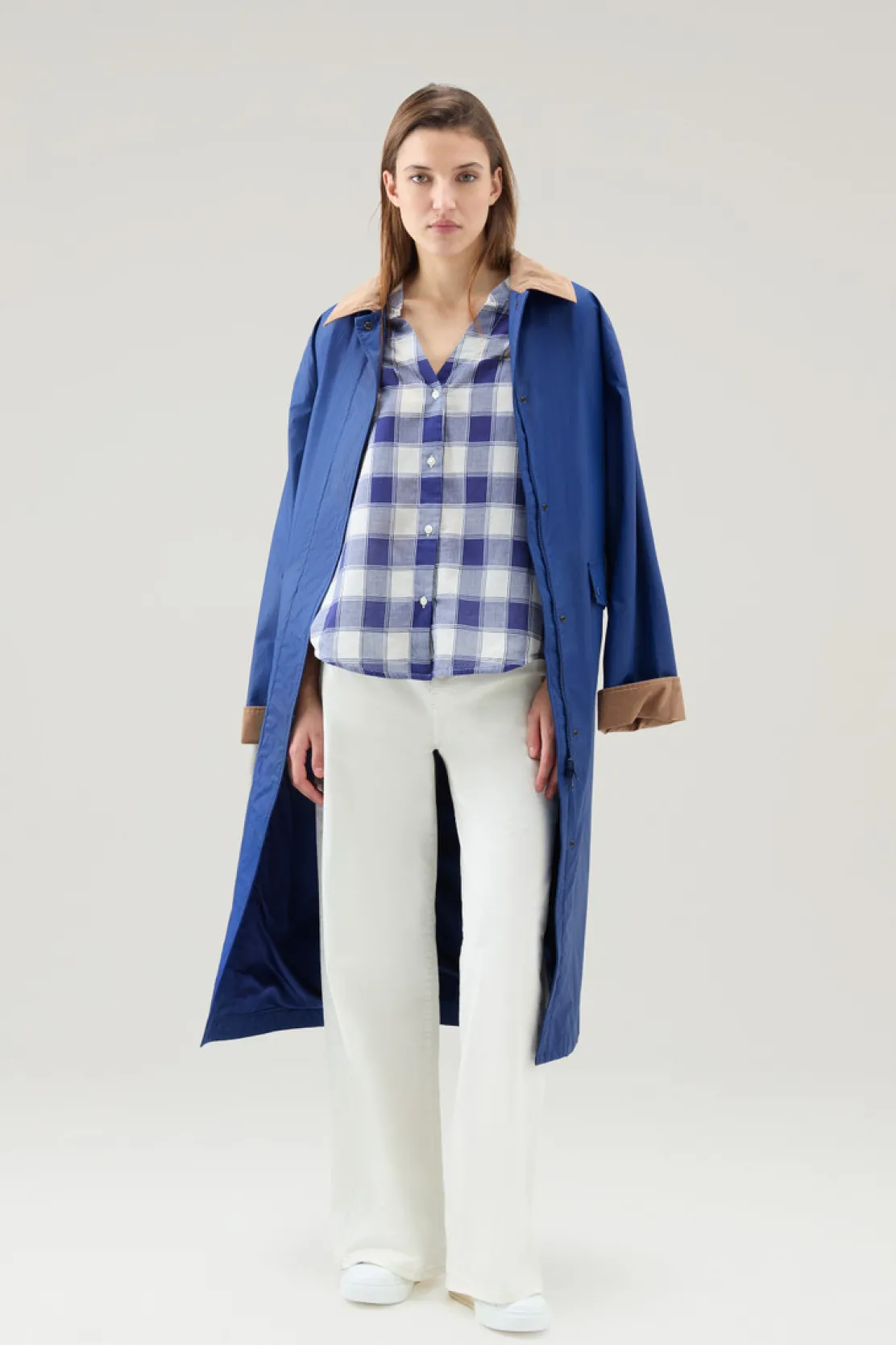 Camicie e giacche a camicia>Woolrich Camicia A Quadri In Voile Di Puro Cotone Blue Buffalo