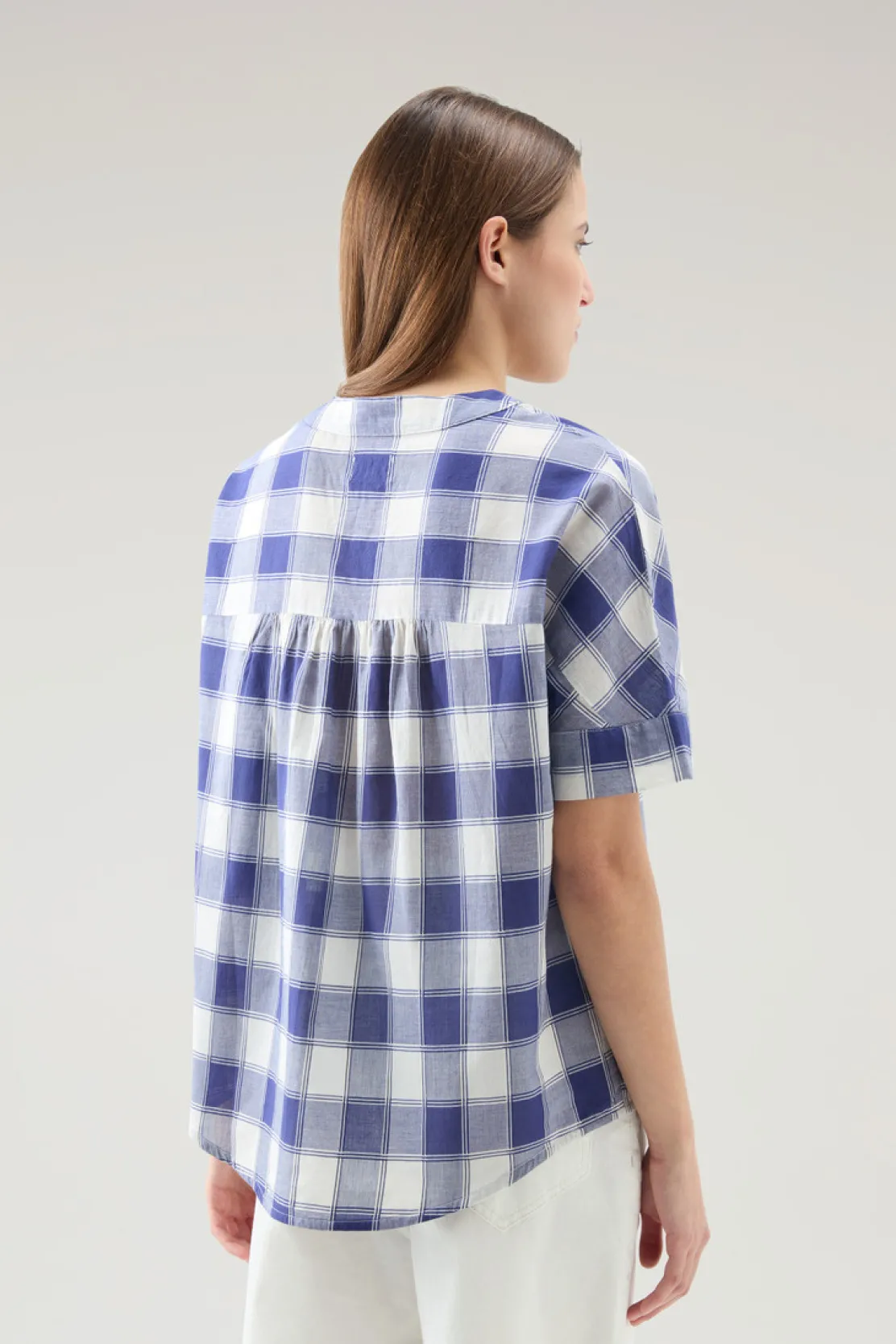 Camicie e giacche a camicia>Woolrich Camicia A Quadri In Voile Di Puro Cotone Blue Buffalo