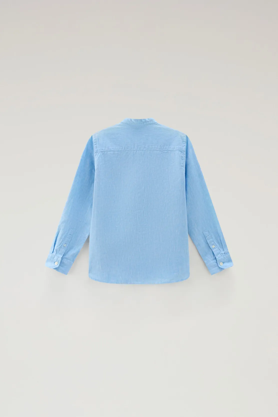 Abbigliamento>Woolrich Camicia Alla Coreana Da Bambino In Misto Lino E Cotone Sea Breeze