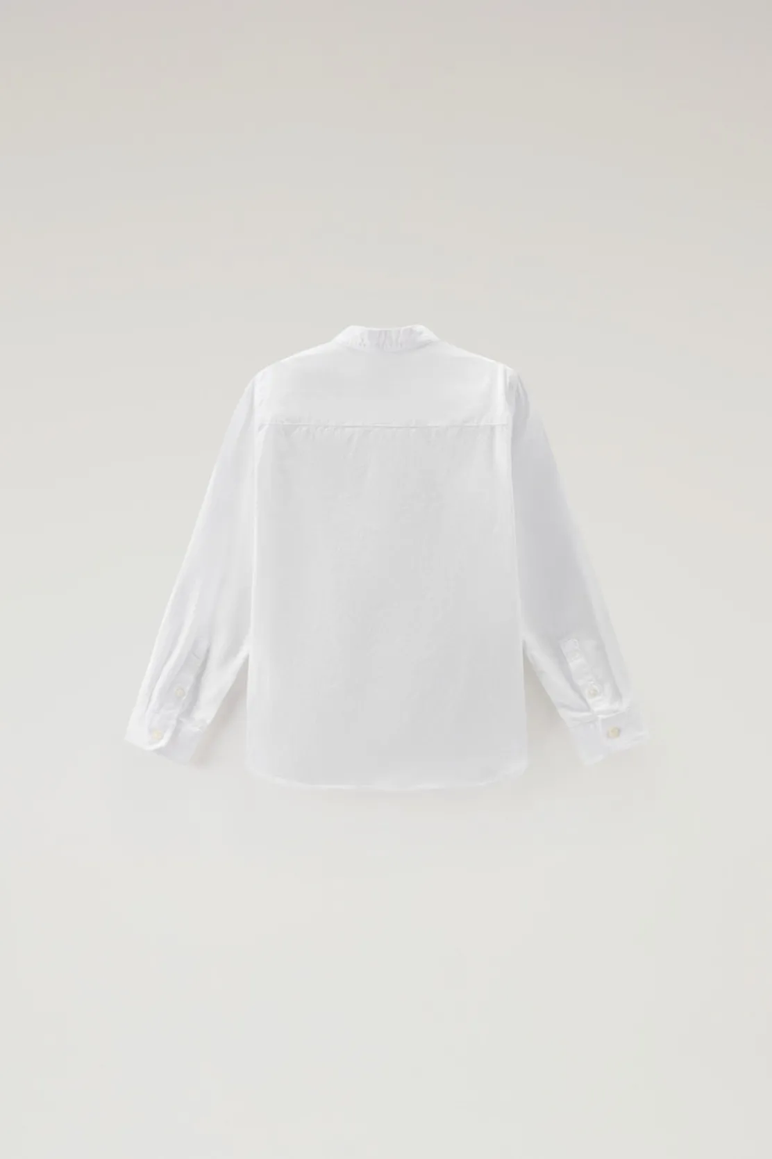 Abbigliamento>Woolrich Camicia Alla Coreana Da Bambino In Misto Lino E Cotone Bright White