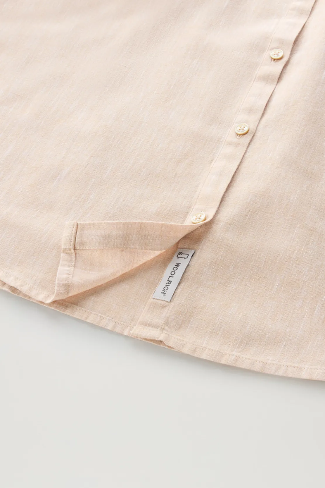 Camicie e giacche a camicia>Woolrich Camicia Alla Coreana In Misto Lino E Cotone Light Oak
