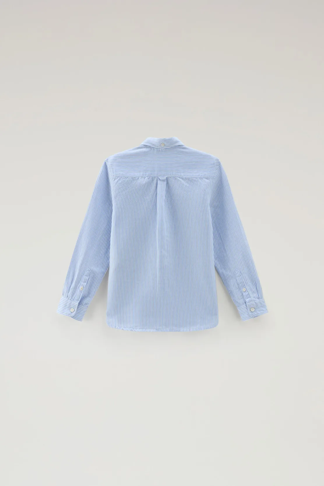 Abbigliamento>Woolrich Camicia Da Bambino In Misto Lino E Cotone A Righe Alaskan Blue Stripe