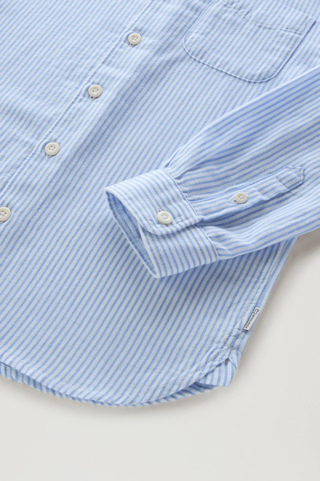 Abbigliamento>Woolrich Camicia Da Bambino In Misto Lino E Cotone A Righe Alaskan Blue Stripe