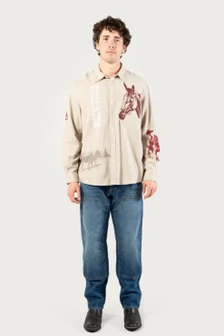 One Of These Days / Woolrich|Camicie>Woolrich Camicia In Flanella Con Stampa Western - One Of These Days / Sand