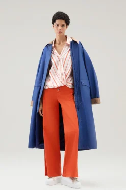 Camicie e giacche a camicia>Woolrich Camicia In Popeline Di Misto Cotone A Righe Plaster White Stripe