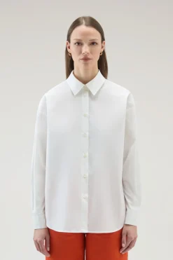 Camicie e giacche a camicia>Woolrich Camicia In Popeline Di Puro Cotone Plaster White