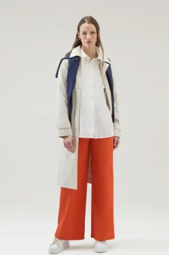 Camicie e giacche a camicia>Woolrich Camicia In Popeline Di Puro Cotone Plaster White
