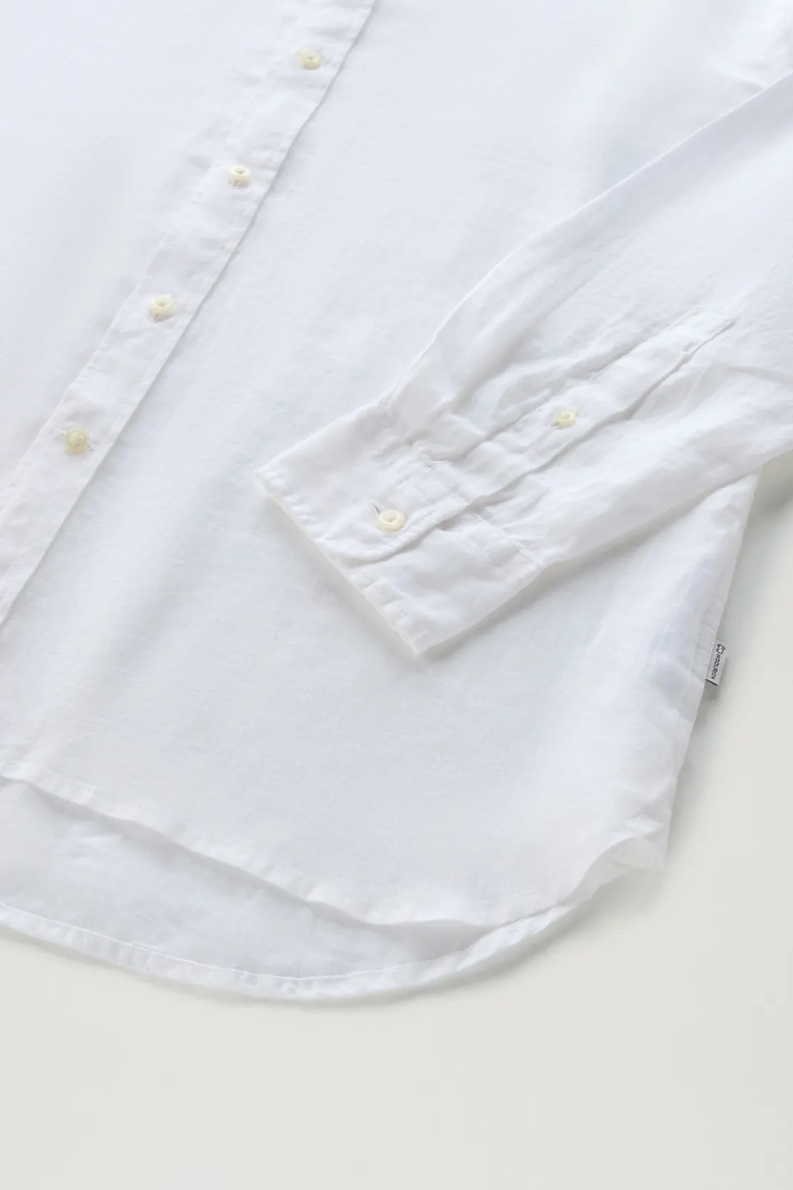 Camicie>Woolrich Camicia In Puro Lino Tinta In Capo Bright White