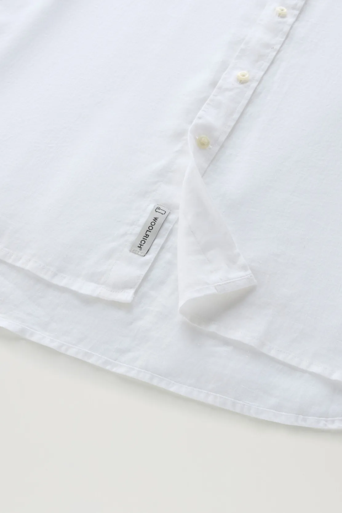 Camicie>Woolrich Camicia In Puro Lino Tinta In Capo Bright White