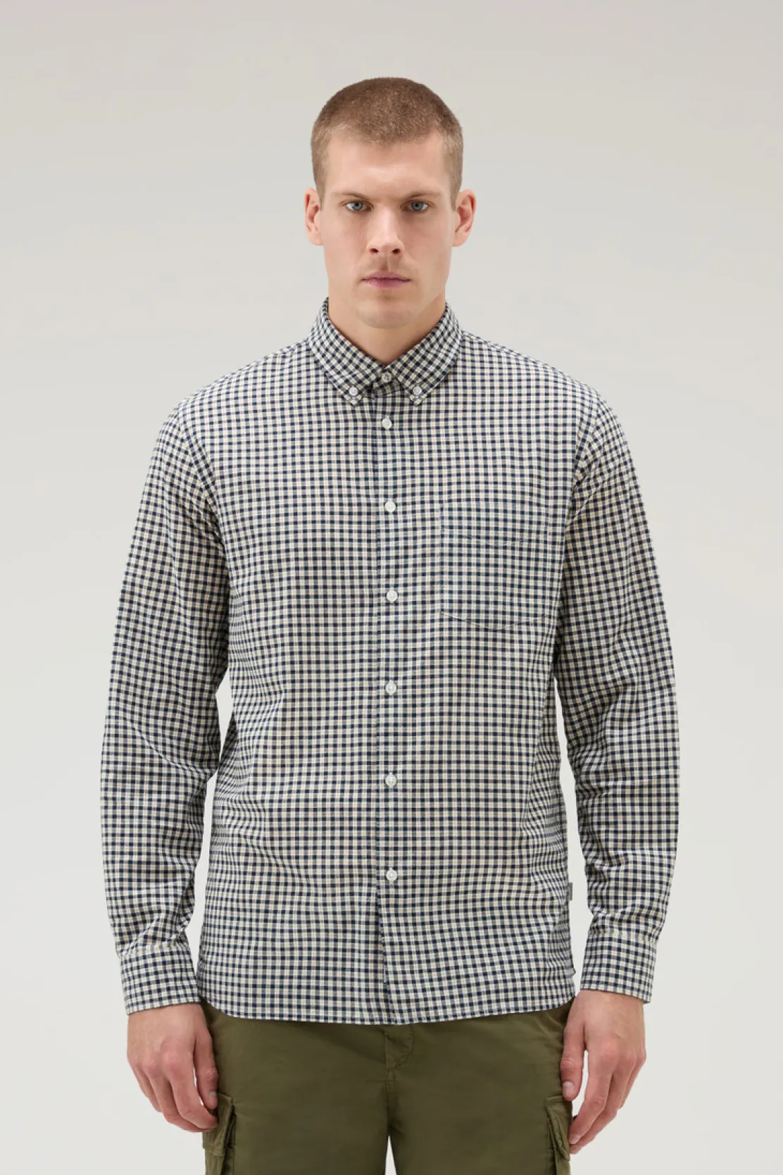 Camicie>Woolrich Camicia Madras In Puro Cotone A Quadri Micro Check Blue