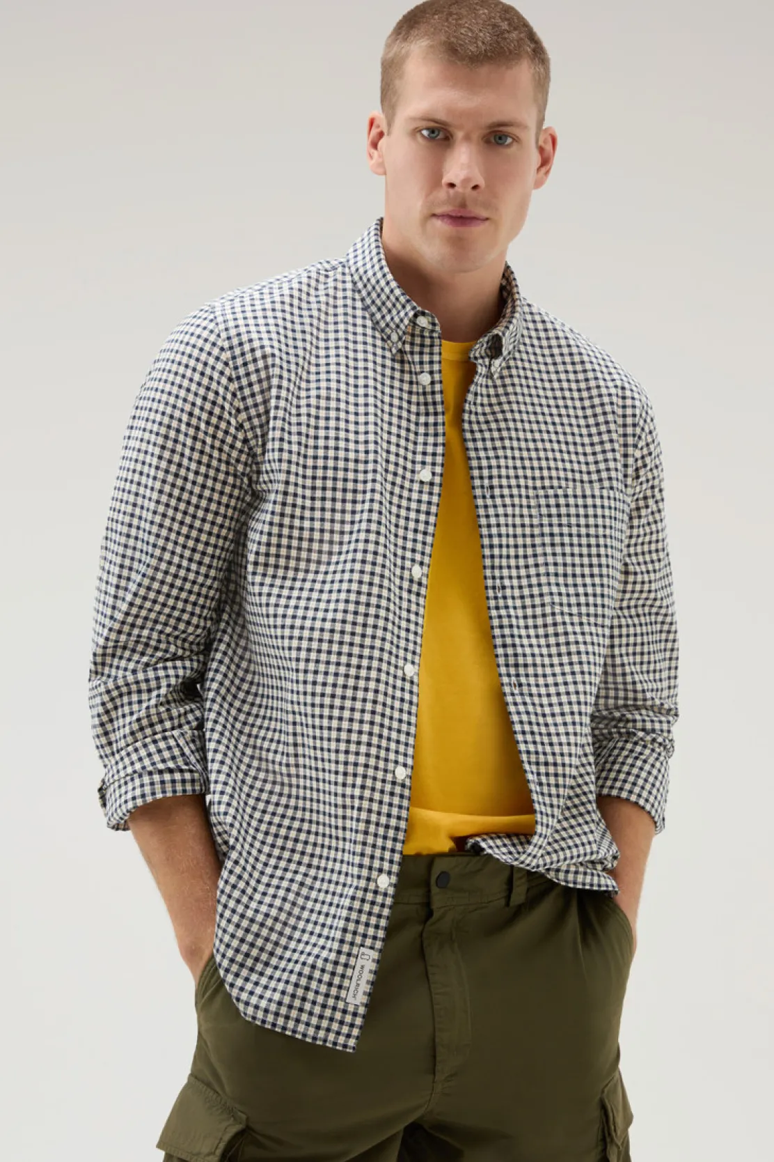 Camicie>Woolrich Camicia Madras In Puro Cotone A Quadri Micro Check Blue