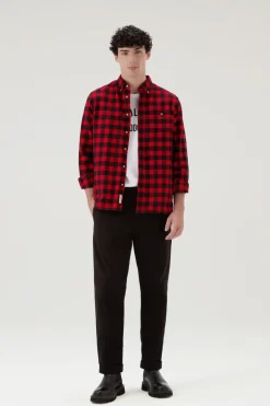 Camicie>Woolrich Camicia Traditional A Quadri In Flanella Red Buffalo
