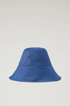 Cappelli>Woolrich Cappello Da Pioggia In Misto Cotone E Nylon Twilight Blue