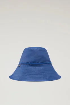 Cappelli>Woolrich Cappello Da Pioggia In Misto Cotone E Nylon Twilight Blue