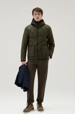 Cappotti|Impermeabili>Woolrich Cappotto 3 In 1 In Nylon Elasticizzato Con Giacca Trapuntata Removibile Melton Blue