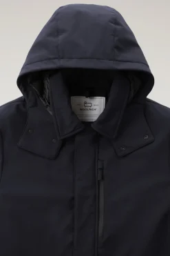 Cappotti|Impermeabili>Woolrich Cappotto Barrow Mac In Softshell Melton Blue