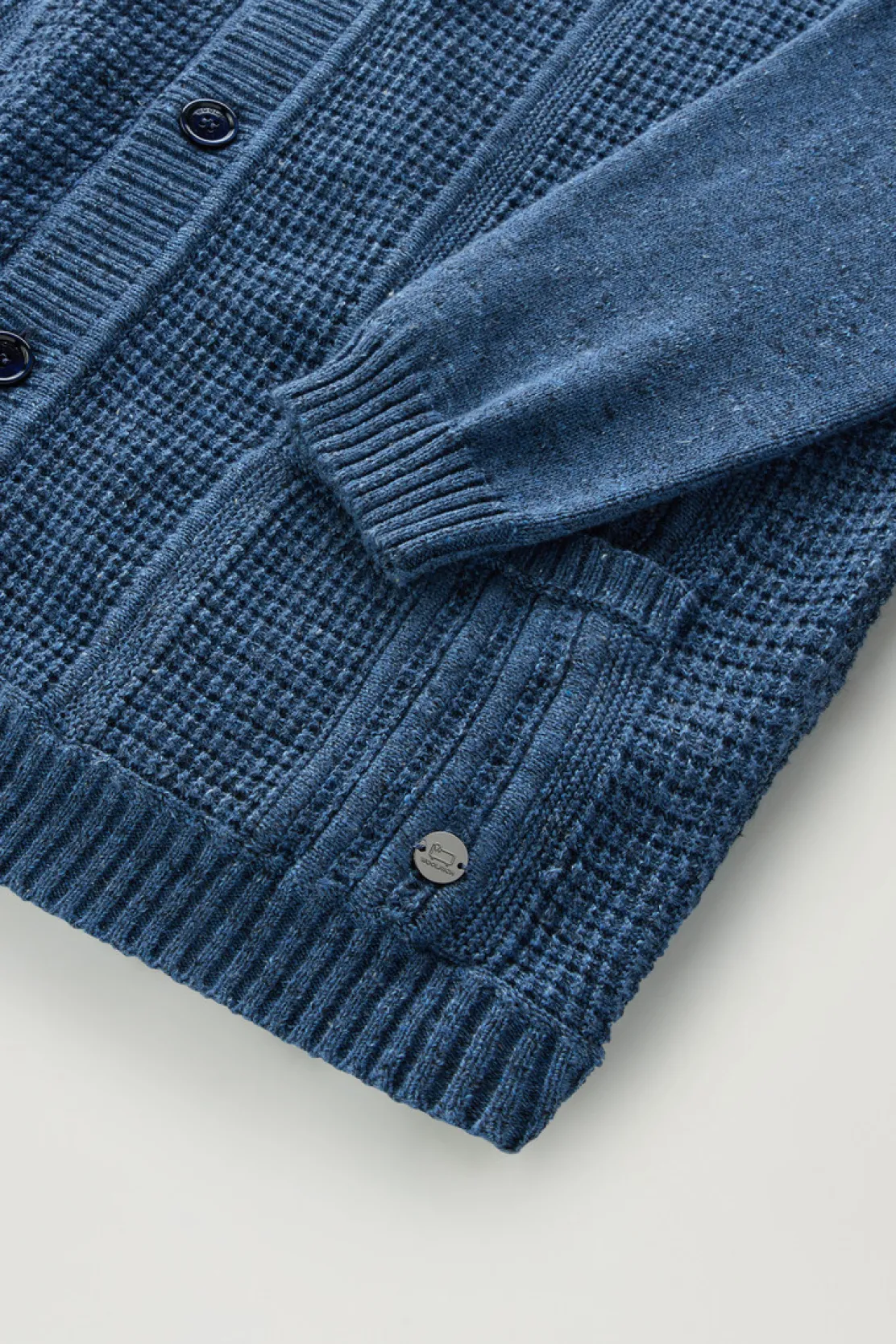 Maglieria>Woolrich Cardigan In Misto Cotone E Lino Indigo