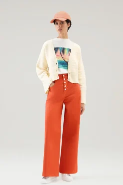 Maglieria>Woolrich Cardigan In Puro Cotone Con Bottoni Plaster White
