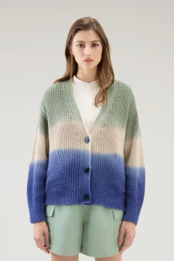 Maglieria>Woolrich Cardigan Tinto In Capo In Puro Cotone Sage